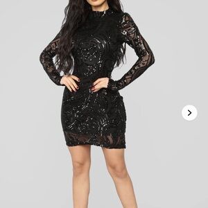 Fashion Nova Black Bodycon Bishop Sleeve Dress-Never Worn